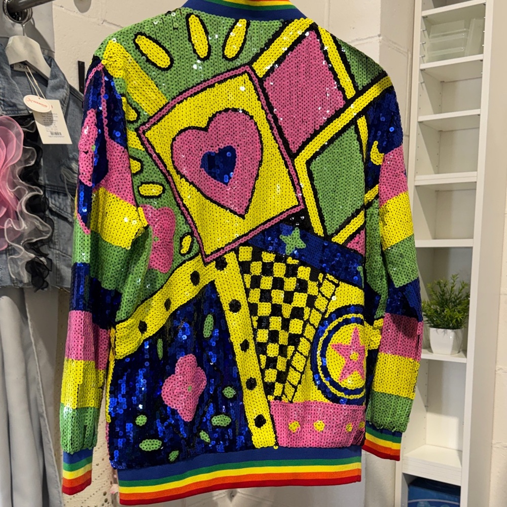 Vibrant Sequin Jacket with Bold Patterns NWT - image 2